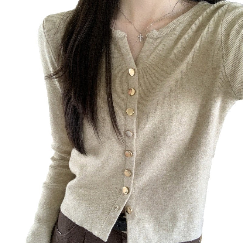 Damen elegante Strickjacke mit Knopfdetail und weichem Material Drune