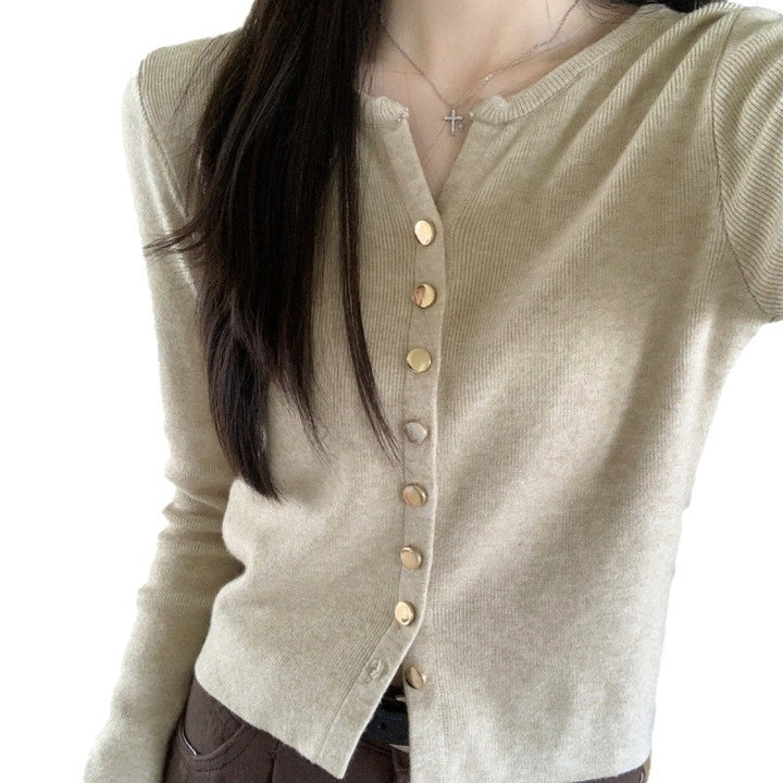 Damen elegante Strickjacke mit Knopfdetail und weichem Material Drune