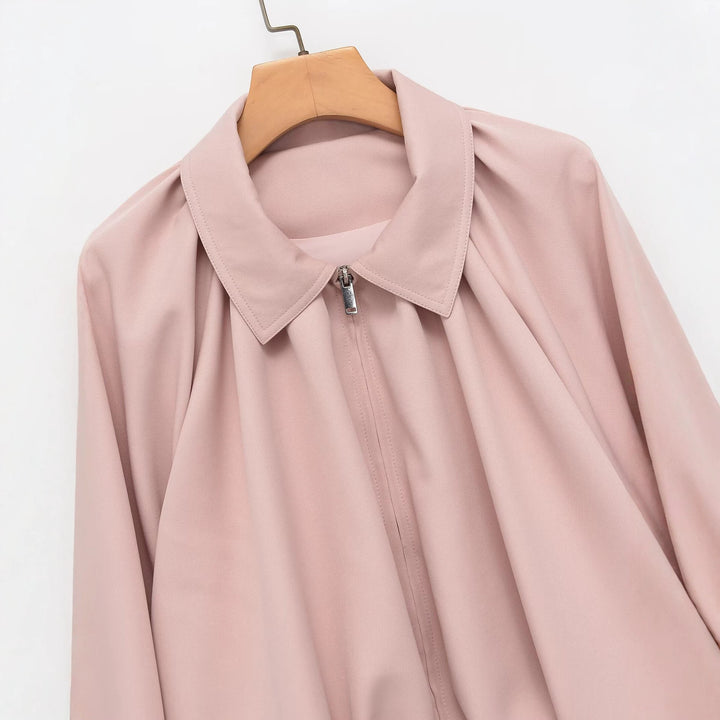 Damen Voluminöse Cropped Cape‑Jacke mit Ballonärmeln und Reißverschluss Drune