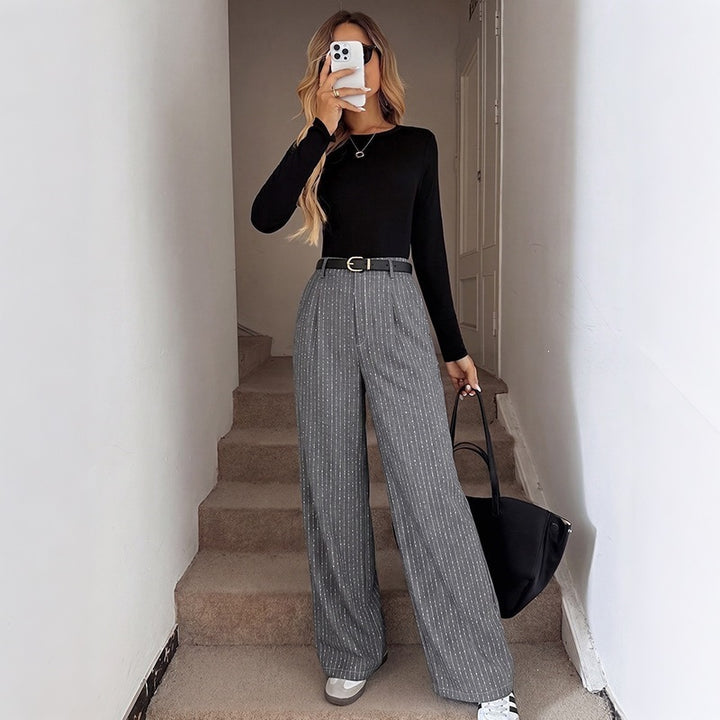 Damen Hochtaillierte Stoffhose mit Nadelstreifen Drune
