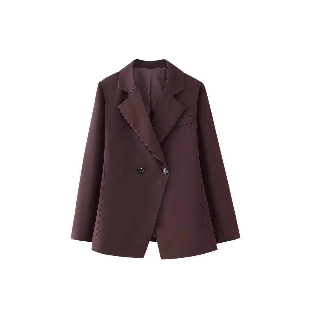 Damen elegante Double-Breasted Blazerjacke mit hochwertigem Stoff Drune