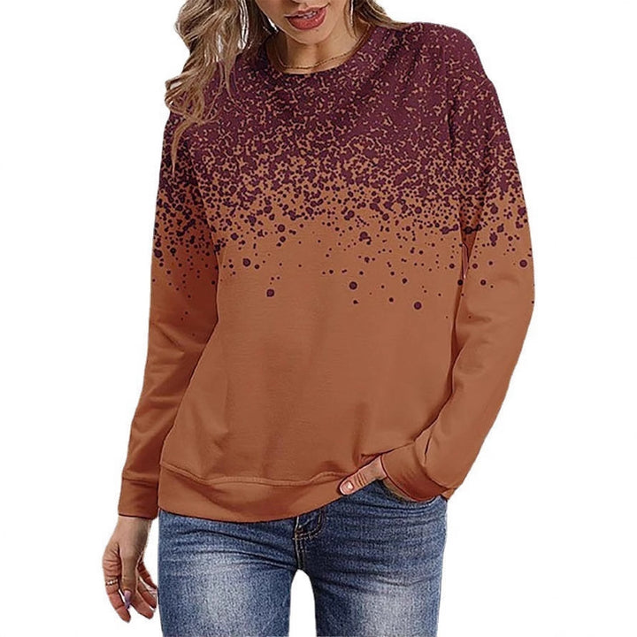 Damen Sweatshirt mit Farbverlauf-Punktdruck und Rundhalsausschnitt Drune
