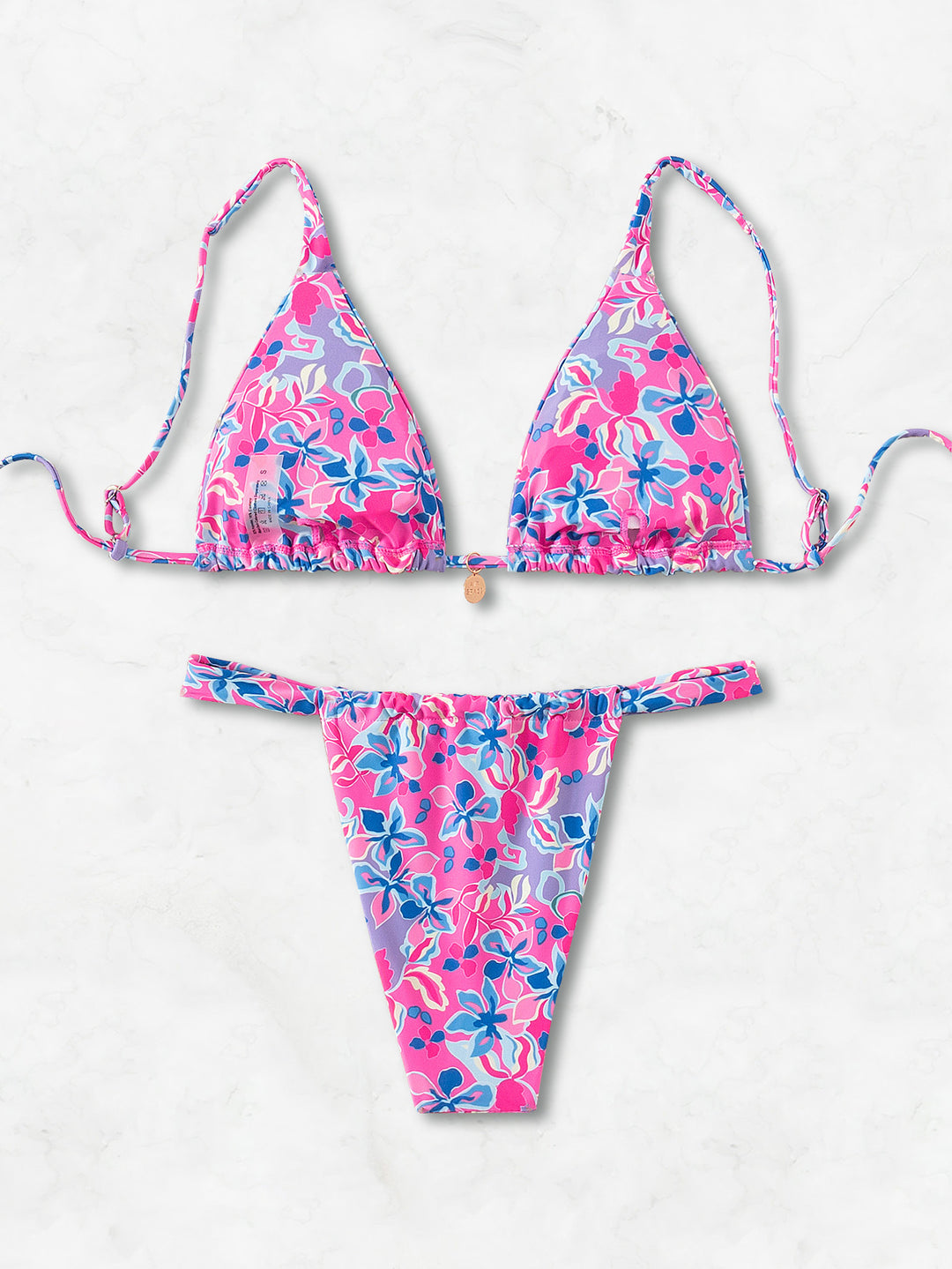 Damen Triangel-Bikini mit verspieltem Palmenmuster Drune