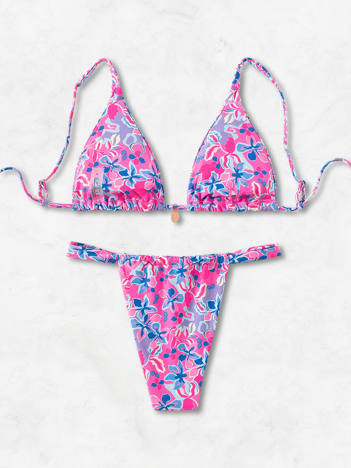 Damen Triangel-Bikini mit verspieltem Palmenmuster Drune