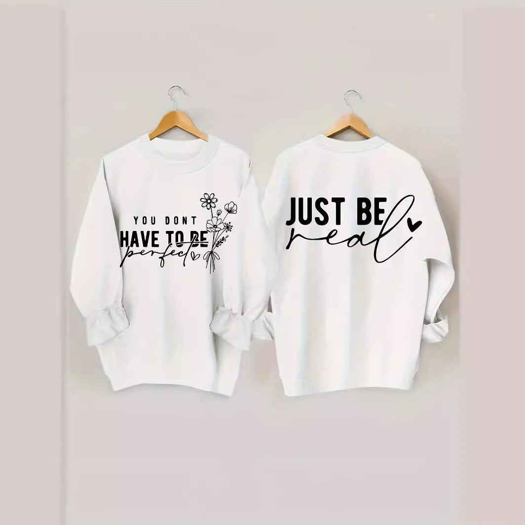 Damen lässiger Pullover mit inspirierenden Botschaften Drune