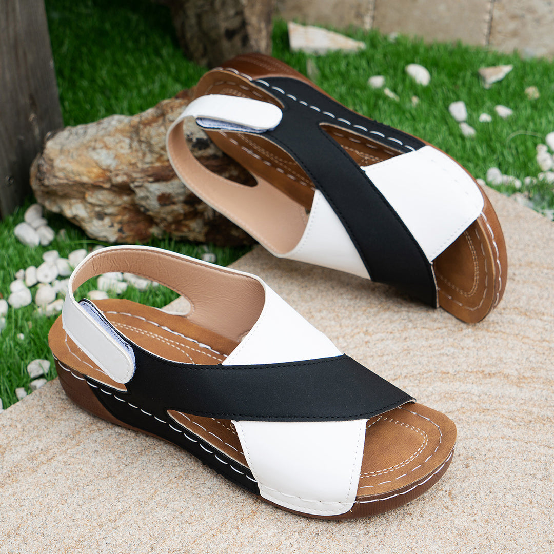 Damen  orthopädische Keilsandalen mit Memory-Foam und verstellbarem Fersenriemen Drune