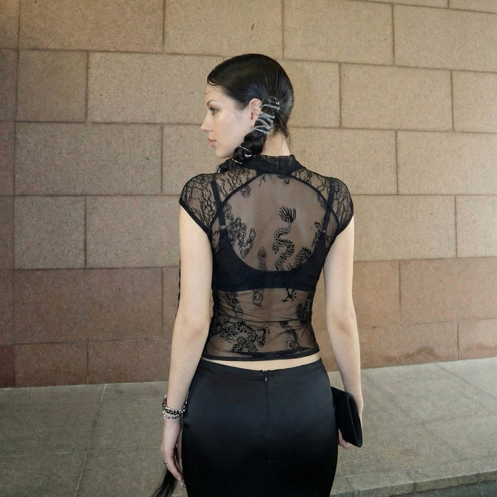 Damen elegante Spitzenbluse mit dezenten Akzenten Drune