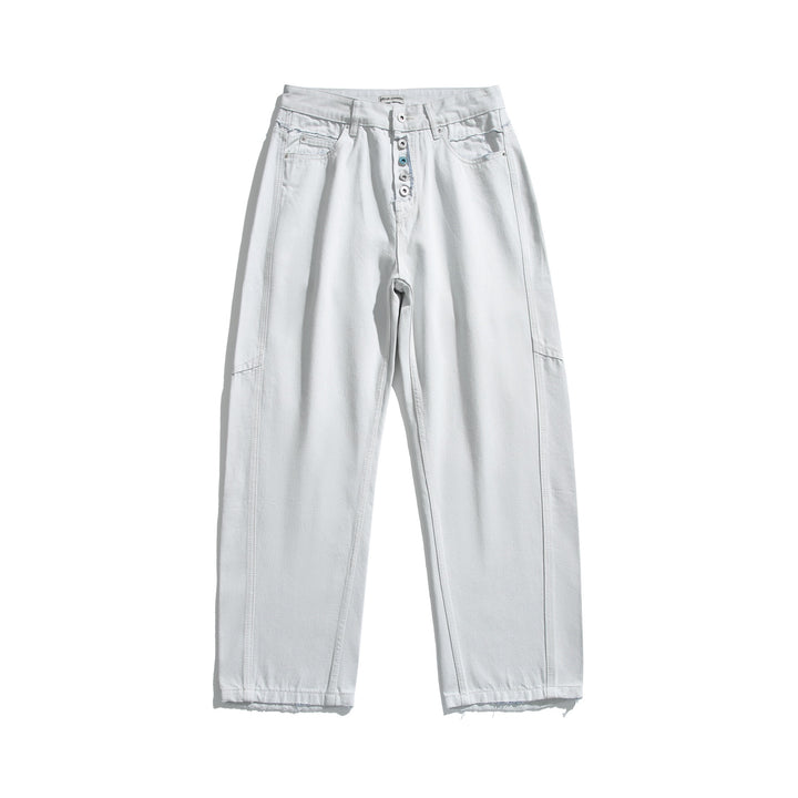Damen Hochtaillierte Relaxed-Fit-Jeans mit sichtbarer Knopfleiste und Cargo-Seitennähten Drune