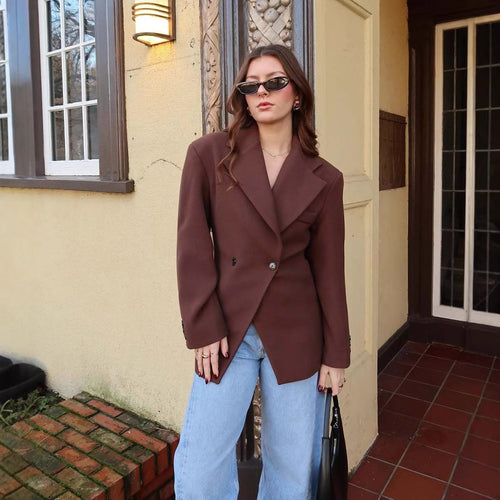 Damen elegante Blazerjacke mit doppelt geknöpften Details Drune