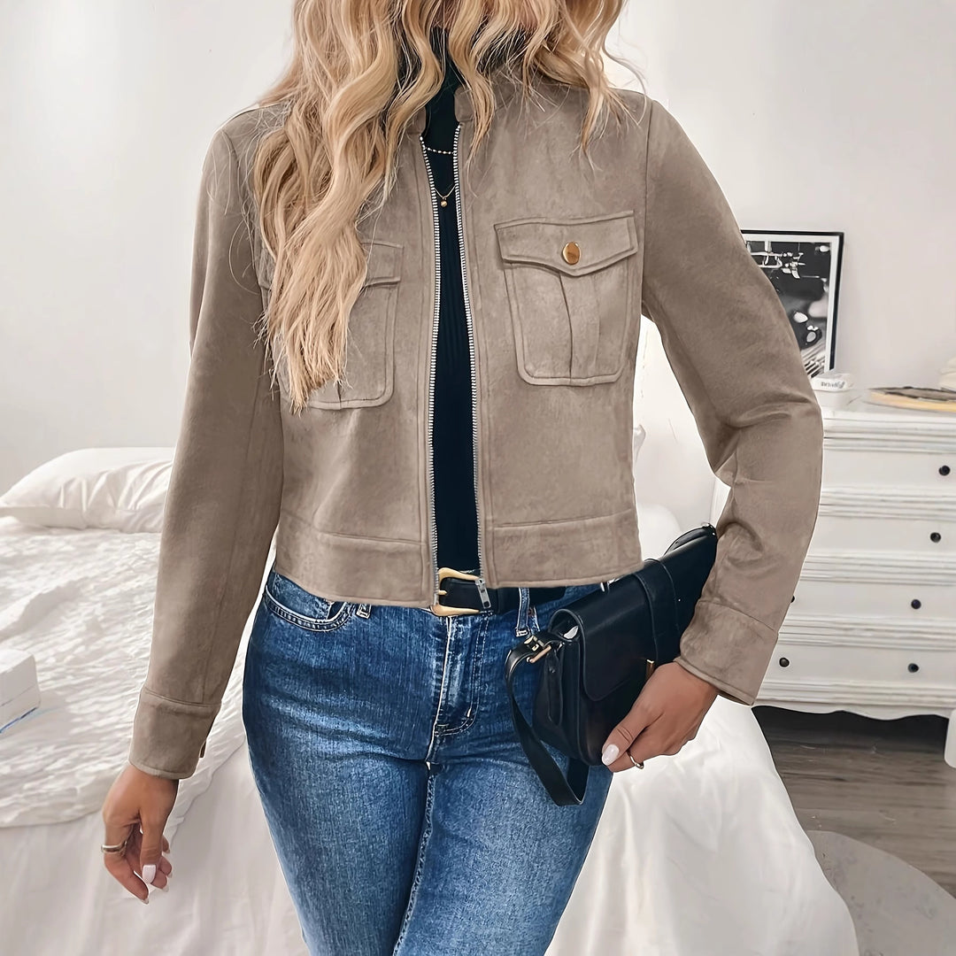 Damen Modische Kurzjacke aus Wildleder
