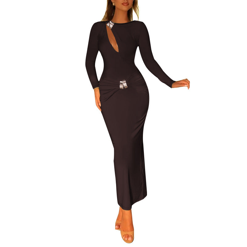 Damen Elegantes Maxikleid mit elegantem Wickeldesign und funkelnden Applikationen Drune