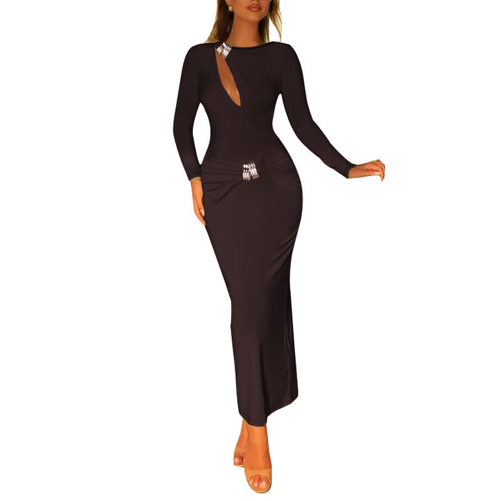 Damen Elegantes Maxikleid mit elegantem Wickeldesign und funkelnden Applikationen Drune