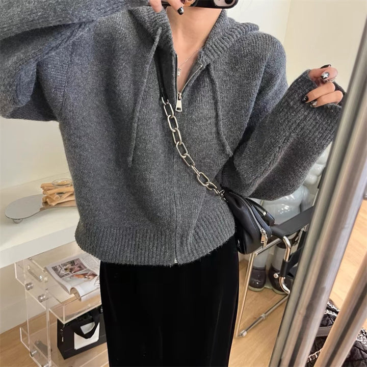 Damen Kapuzenpullover mit Reißverschluss und lässigem Schnitt Drune