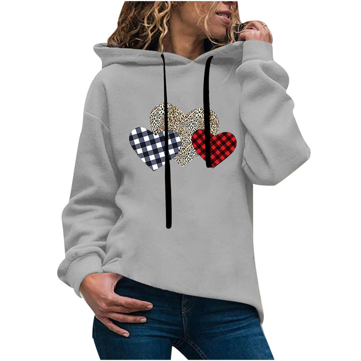 Damen nan lässiger Oversize Kapuzenpullover mit Herz‑und‑Pfotenprint, Kordelzug und gerippten Bündchen Drune