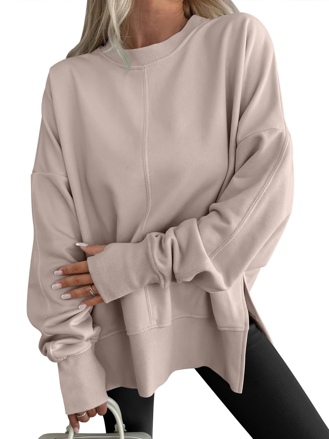 Damen Oversize-Sweatshirt mit Mittelnähte, Rundhals und überschnittener Schulter Drune