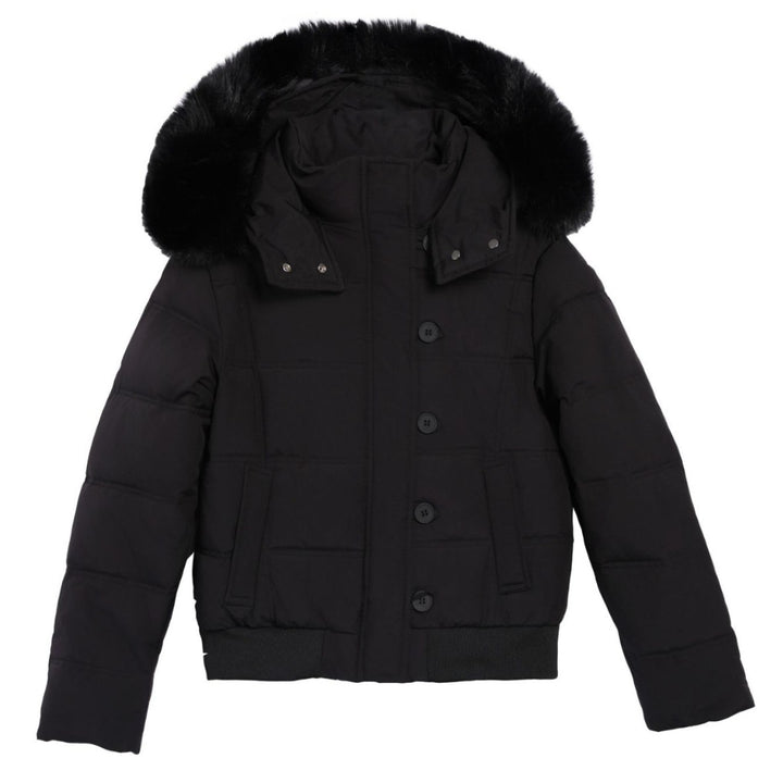 Damen Stylische Jacke mit abnehmbarem Kunstfellkragen und Knopfdetails Drune