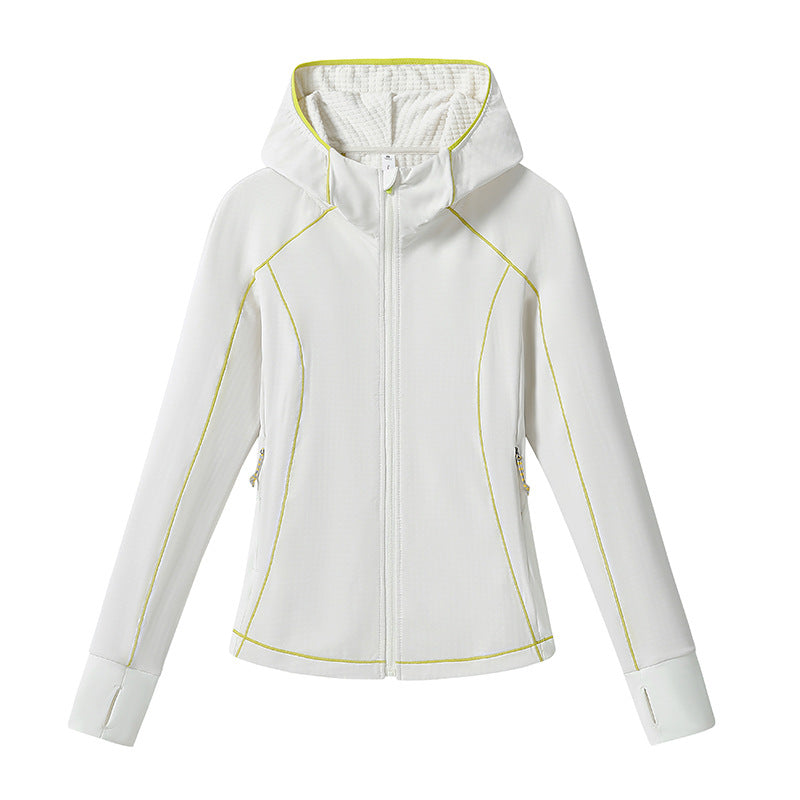Damen Leichte Softshell-Kapuzenjacke mit ergonomischen Kontrastnähten und Daumenloch Drune