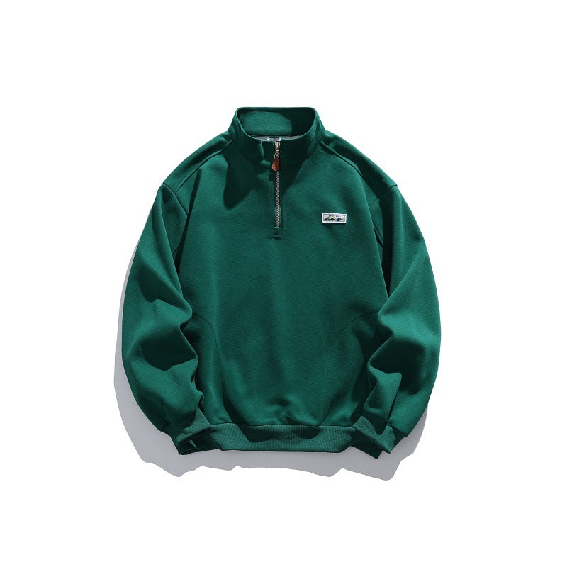 Unisex Halbzip-Sweatshirt mit Stehkragen, Raglanärmeln und minimalistischer Brustpatch Drune