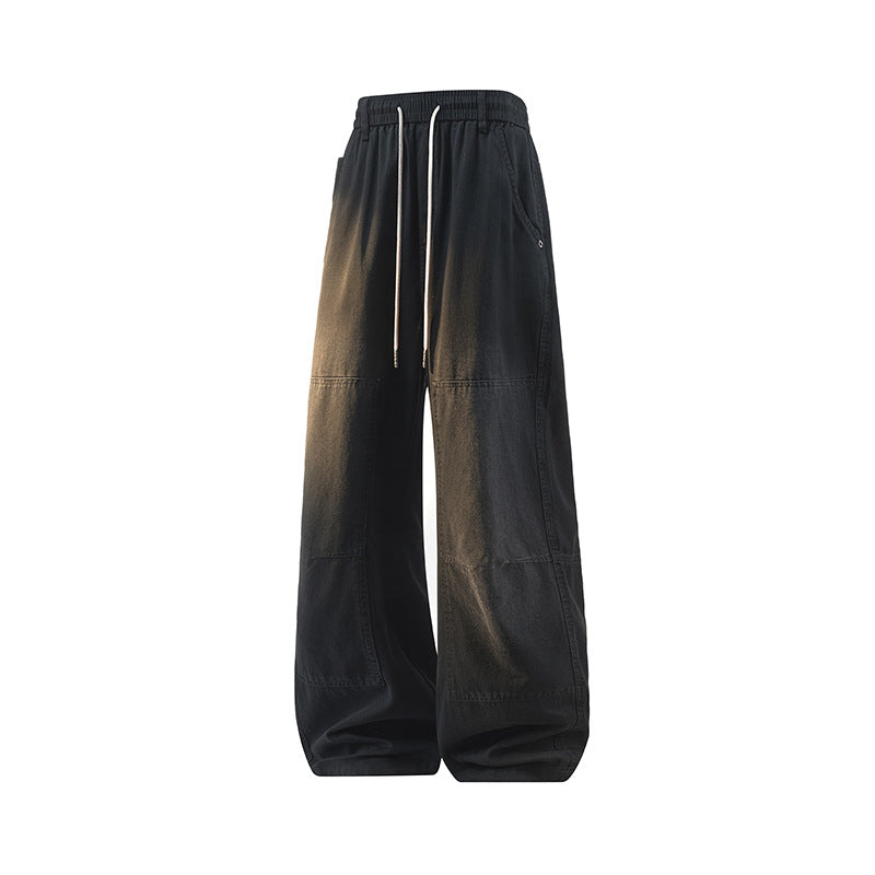 Herren Weite Baggy-Cargohose aus Baumwoll-Twill mit elastischem Bund und Knie-Patch Drune