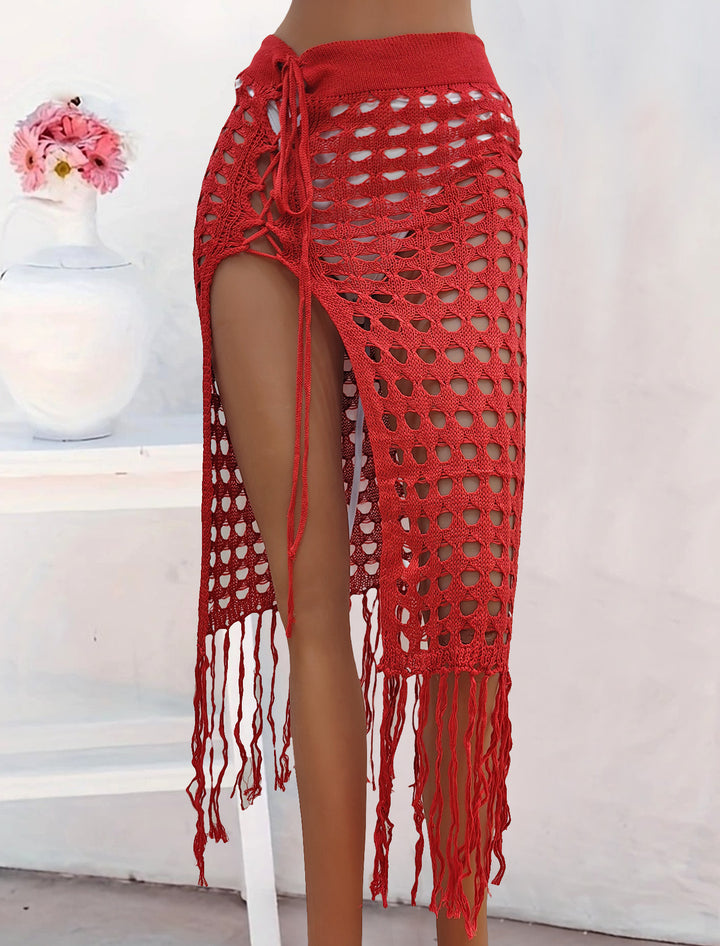 Damen gehäkelter Strand-Sarong mit Fransen Drune