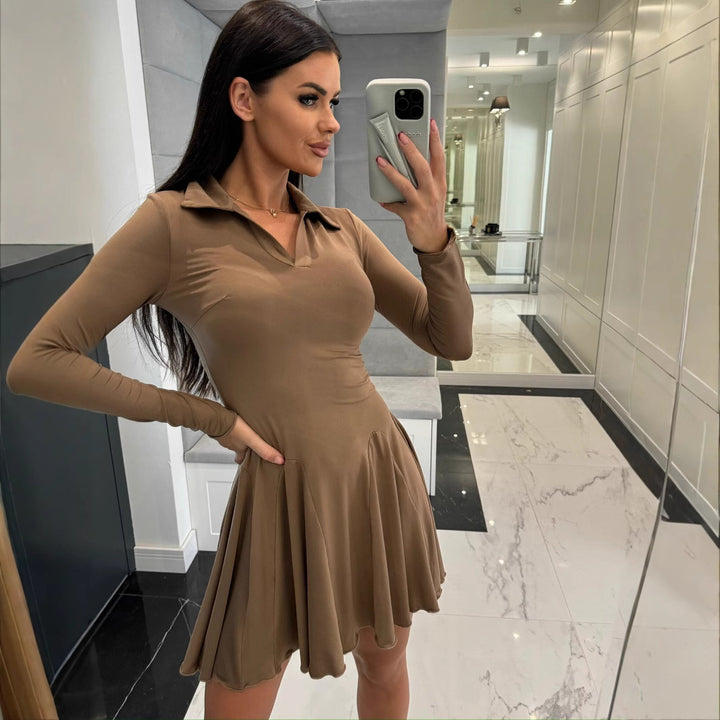 Damen Poloshirt-Kleid mit schwingendem Rock und tailliertem Schnitt Drune
