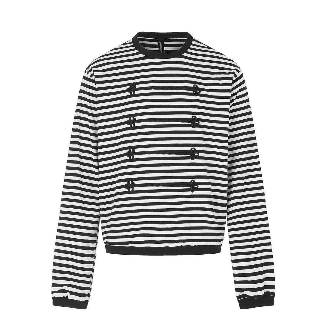 Damen maritimes Streifen-Sweatshirt mit Zierkordeln Drune