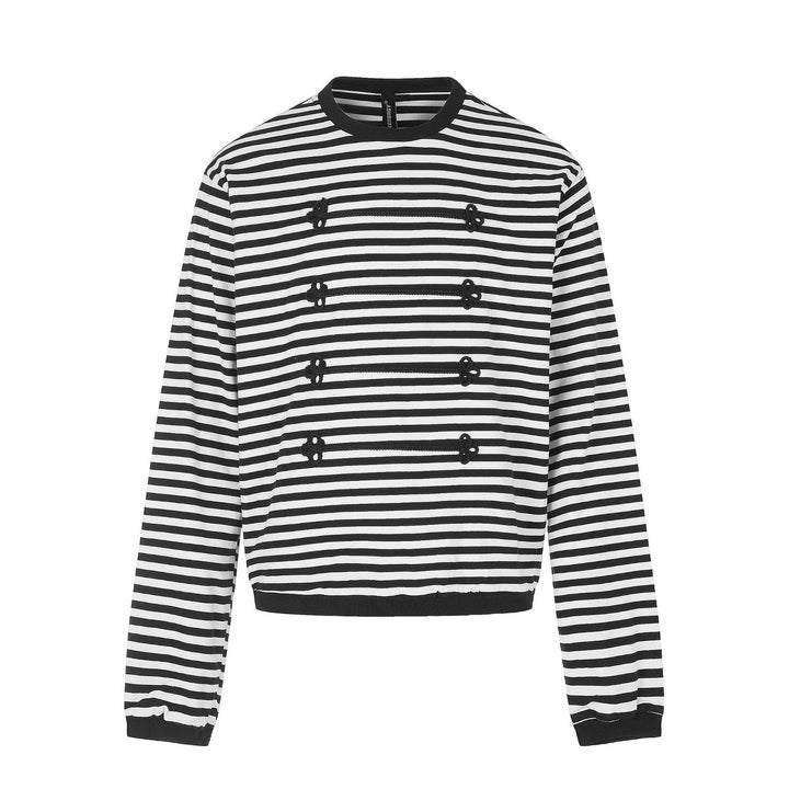 Damen maritimes Streifen-Sweatshirt mit Zierkordeln Drune