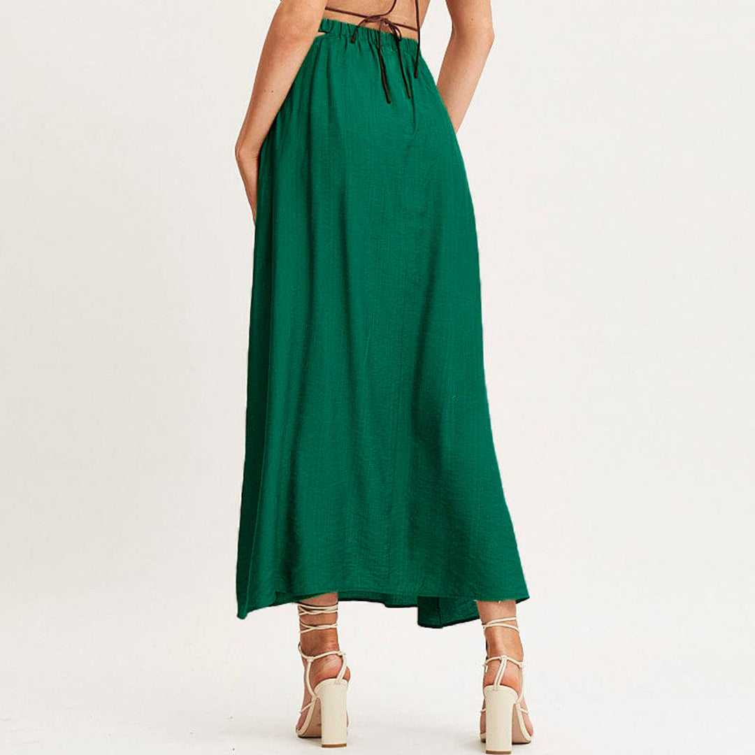 Damen Eleganter Maxirock mit fließendem Schnitt und seitlichem Schlitz Drune