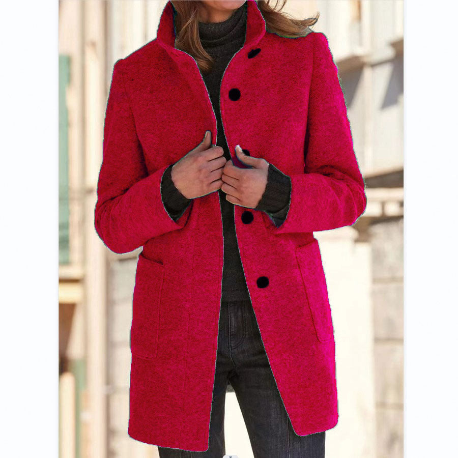 Damen eleganter und warmer Wollmantel Drune