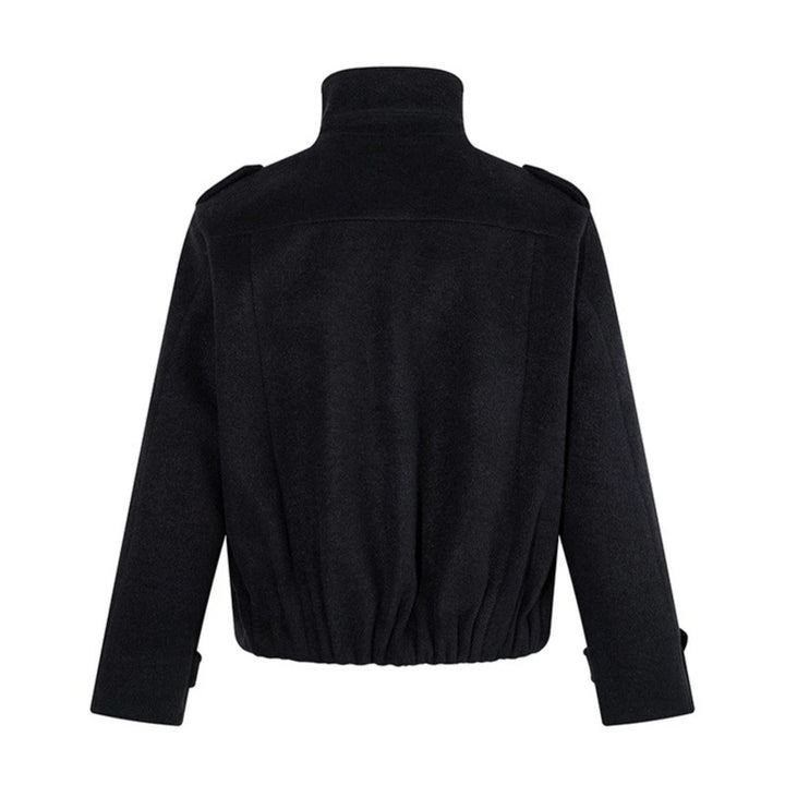 Damen Kurze Doppelreihige Militärische Cabanjacke mit Stehkragen und Epauletten Drune