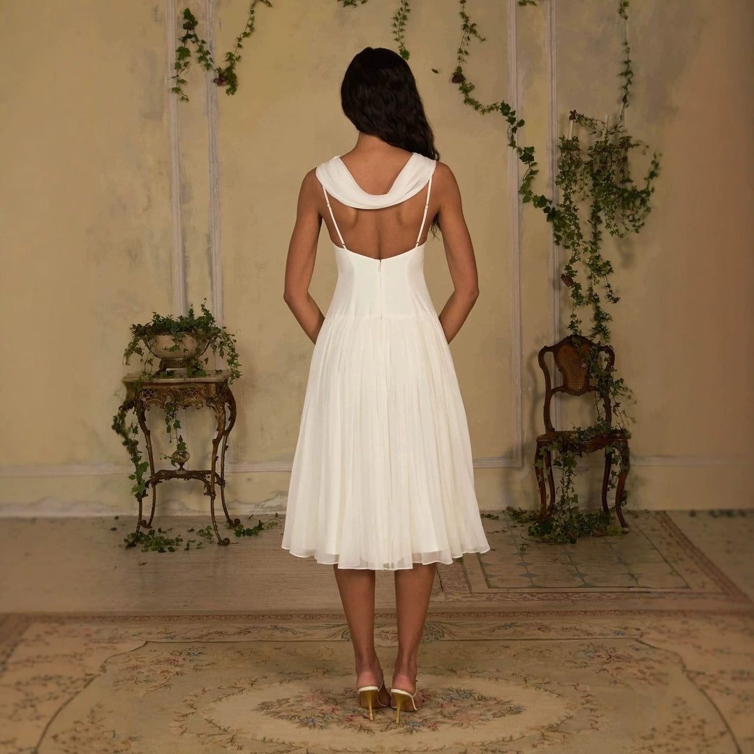 Damen Elegantes Midikleid mit schulterfreiem Design und fließendem Rock Drune