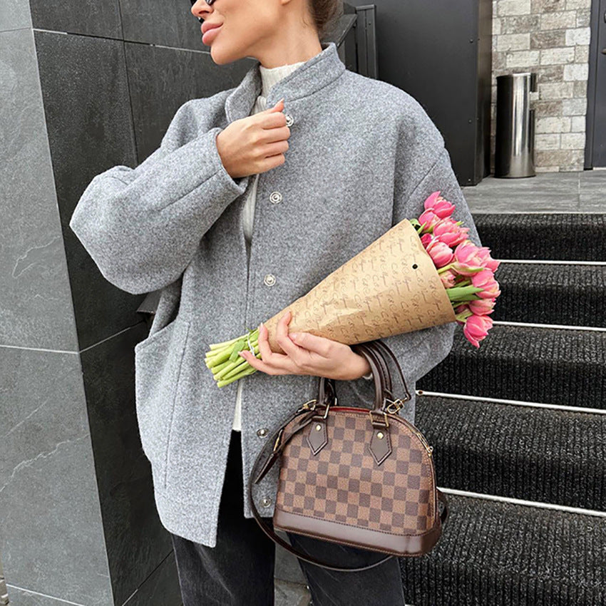 Damen Oversized Wolljacke mit hidden Knopfverschluss und praktischen Taschen Drune