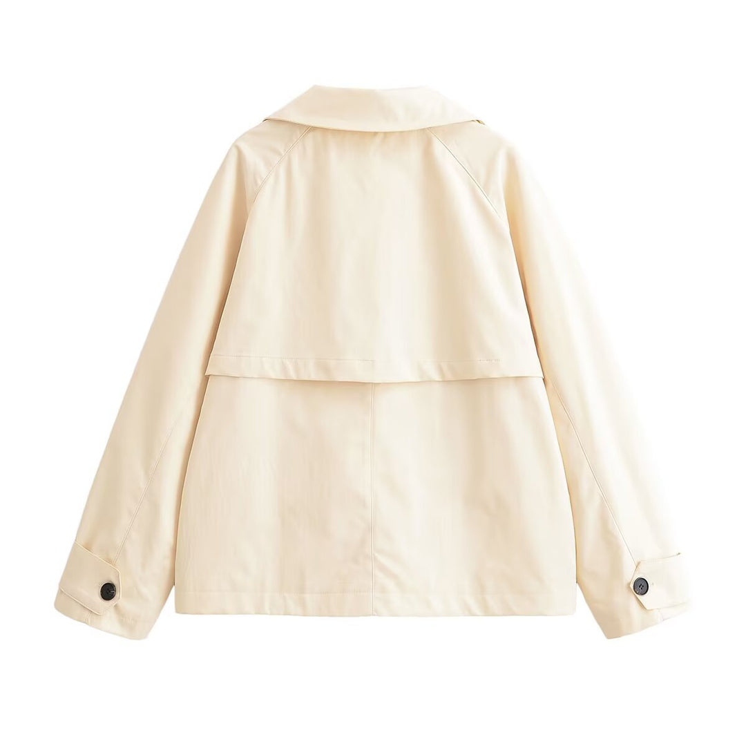 Damen Kurzjacke im Trenchstil mit asymmetrischem Revers Drune