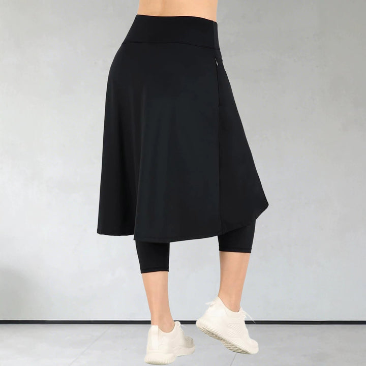 Damen Leggings mit integriertem Tellerrock und seitlicher Reißverschlusstasche Drune