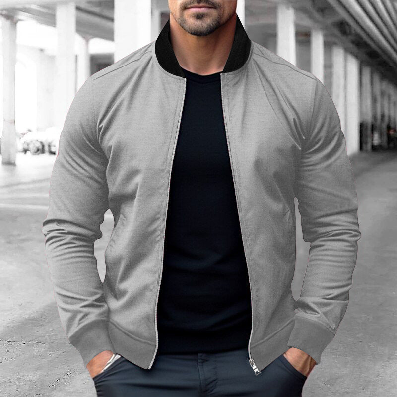 Herren sportliche Jacke mit hohem Kragen und seitlichen Reißverschlusstaschen Drune