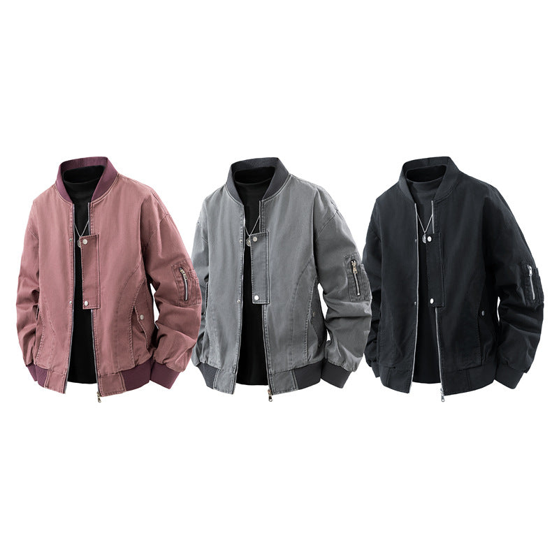 Herren Boxy-Bomberjacke im Utility-Look mit Ärmel-Reißverschluss & Rippbündchen Drune