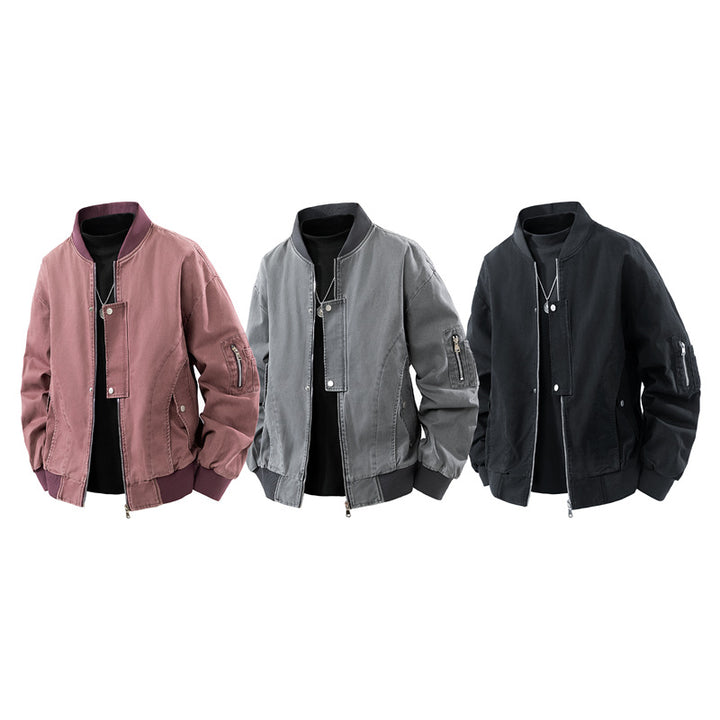Herren Boxy-Bomberjacke im Utility-Look mit Ärmel-Reißverschluss & Rippbündchen Drune