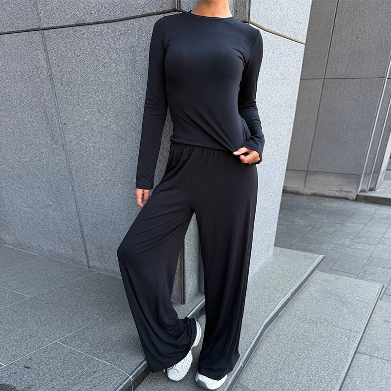 Damen elegante Loungewear-Kombination mit Kapuze und weitem Schnitt Drune