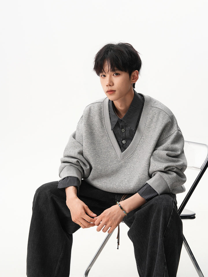 Herren Lässiger V-Neck Pullover Drune