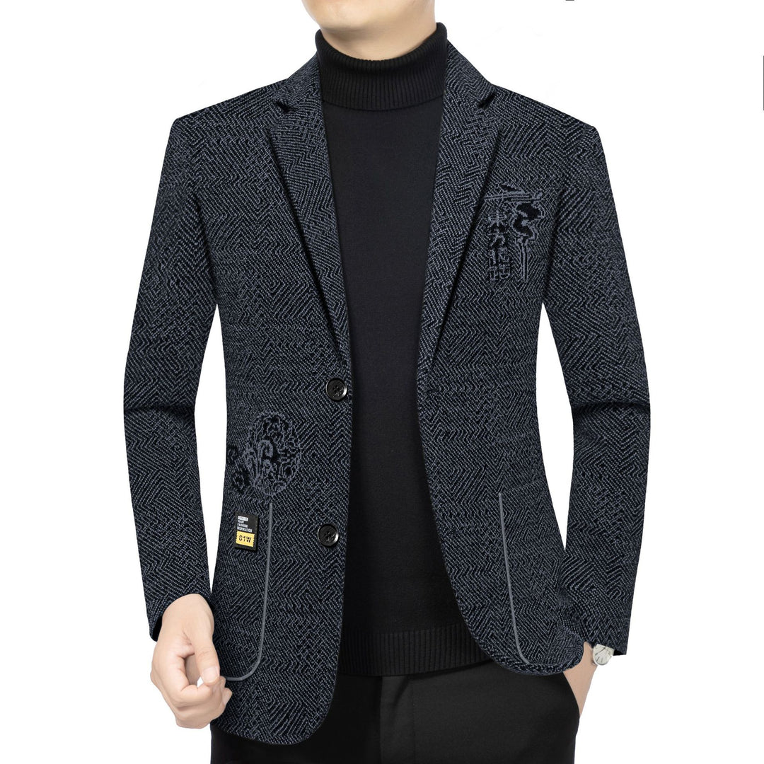 Herren Taillierter Strickblazer im Bouclé-Look mit aufgesetzten Taschen Drune