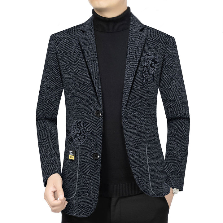 Herren Taillierter Strickblazer im Bouclé-Look mit aufgesetzten Taschen Drune