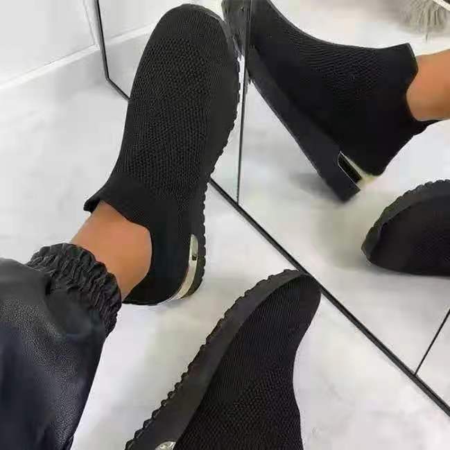 Damen Atmungsaktive Slip-On Sneaker mit trendiger Textiloberfläche und elastischem Kragen Drune