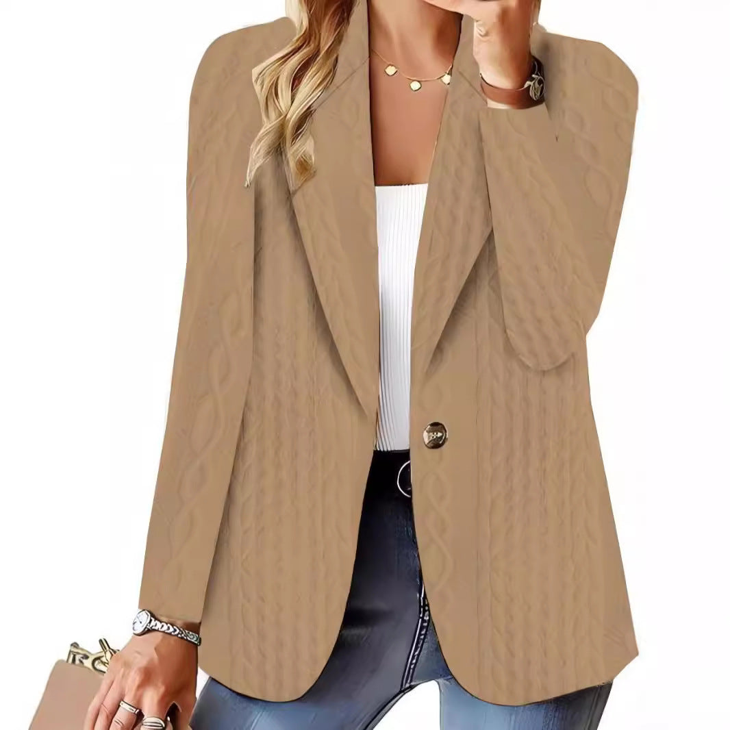 Damen Oversize-Blazer mit Schalkragen, Ein-Knopf-Verschluss und strukturierter Optik Drune