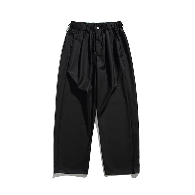 Herren Weite Bundfalten-Hose mit elastischem Tunnelzugbund und Cropped-Schnitt Drune
