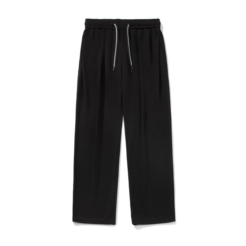 Unisex Weite Lounge-Palazzo-Hose mit Kellerfalten, elastischem Bund und Kordelzug Drune