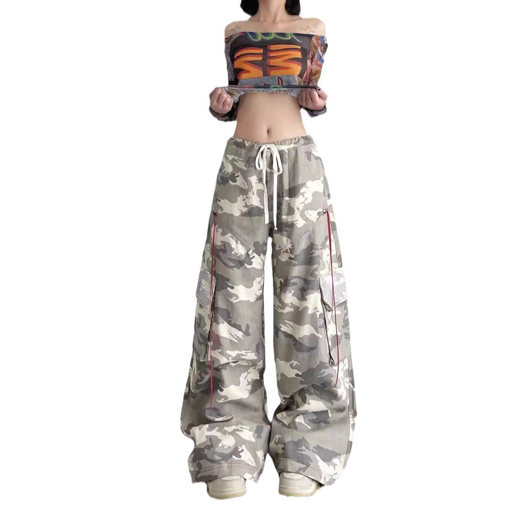 Damen Cargo-Hose im lässigen Oversized-Schnitt mit modischem Camouflage-Design Drune