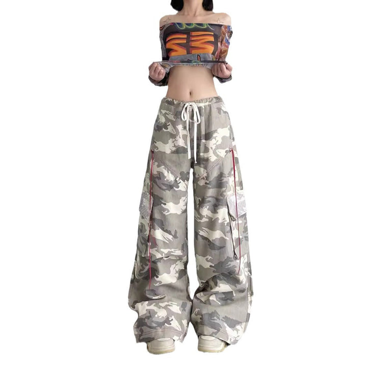Damen Cargo-Hose im lässigen Oversized-Schnitt mit modischem Camouflage-Design Drune