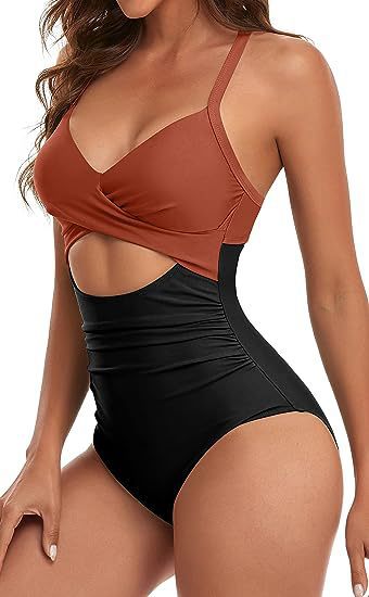 Damen Cut-Out Badeanzug mit Kreuzgurt Drune