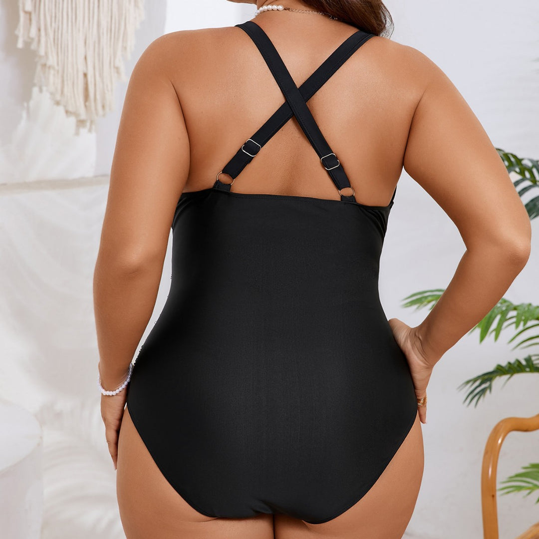 Damen Einteiliger Badeanzug mit floralem Dekolleté Drune