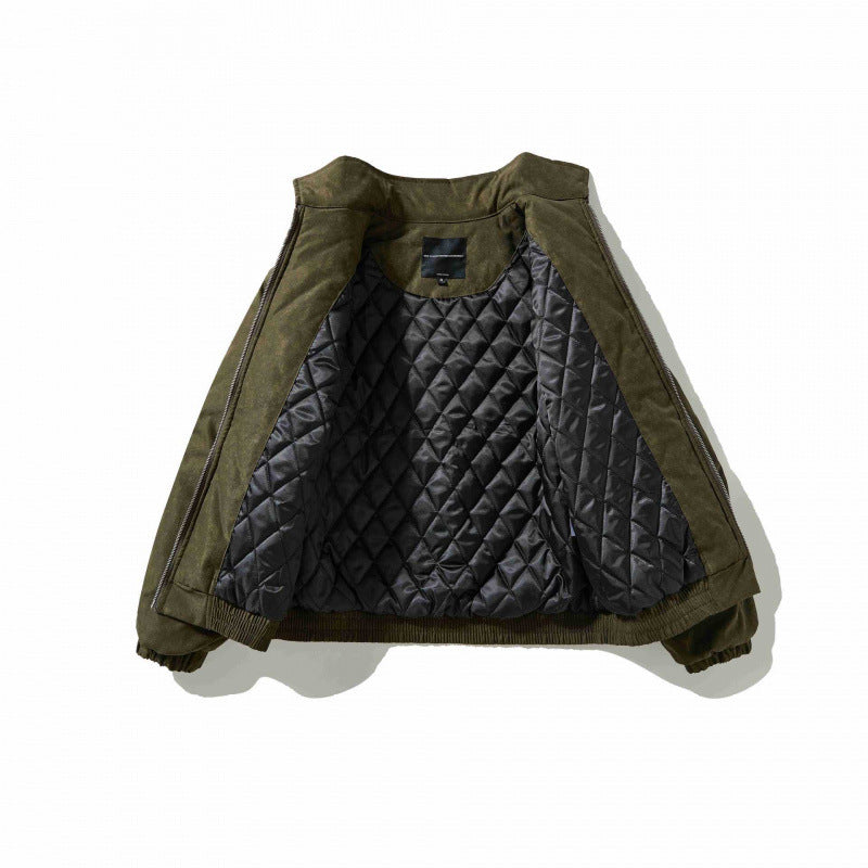 Herren Leicht wattierte Canvas-Fieldjacke mit Hemdkragen, verdeckter Nahtdetail-Optik und elastischem Bund Drune